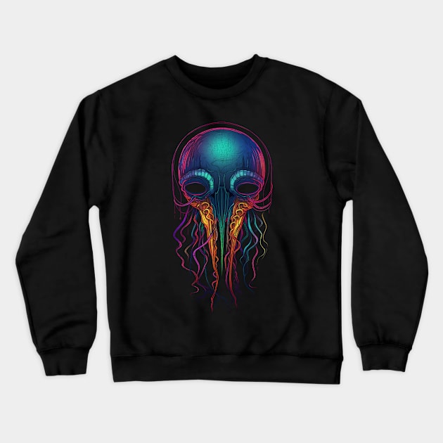 Squid Skull Distressed Crewneck Sweatshirt by The Digital Den